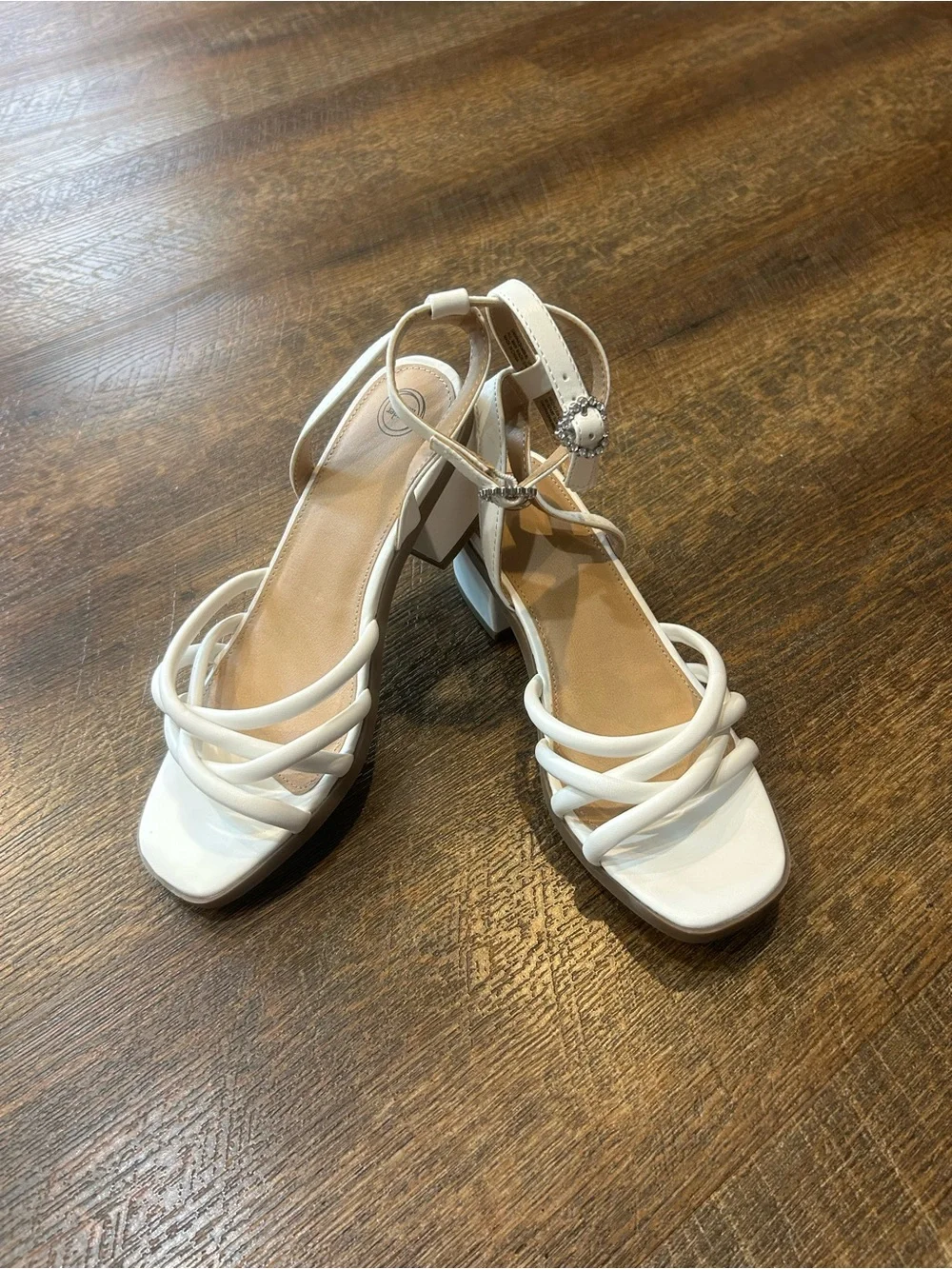 wonder nation White Strappy Low Block Heel Dress Sandals for Kids